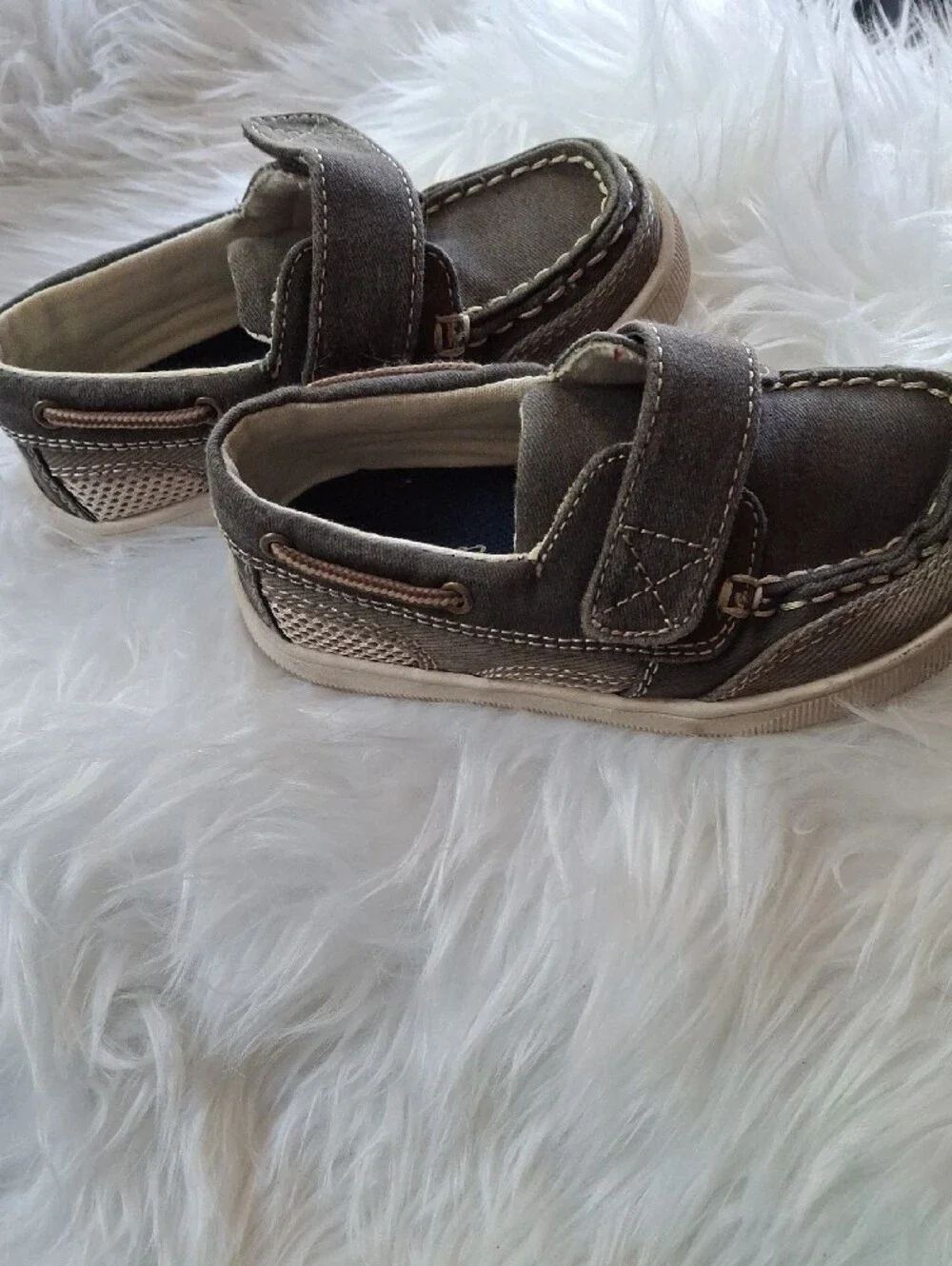 Eddie Bauer Boys/Toddler Gray Canvas Moccasin Slip-Ons